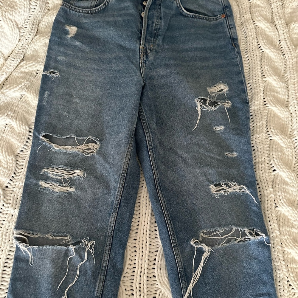 H&M Blue Distressed Boyfriend Jeans